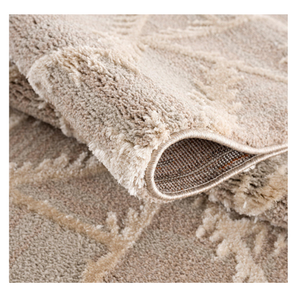 Beige Geometric Tufted Rug folded