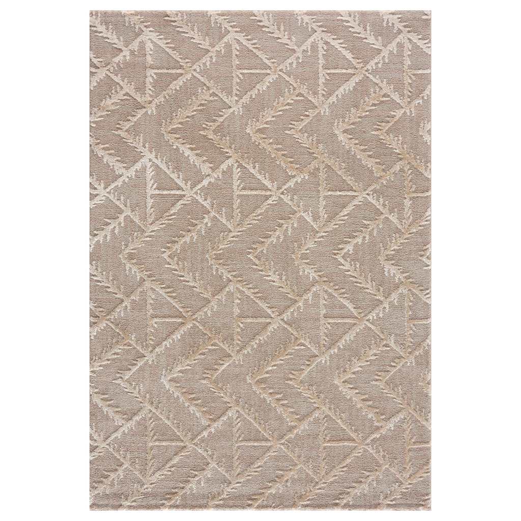 Beige Geometric Tufted Rug