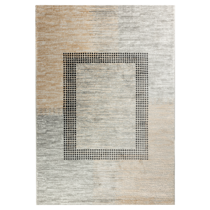 Top view of Istanbul Square Rug with rectangular dotted shape in the centre in beige, black and grey colours