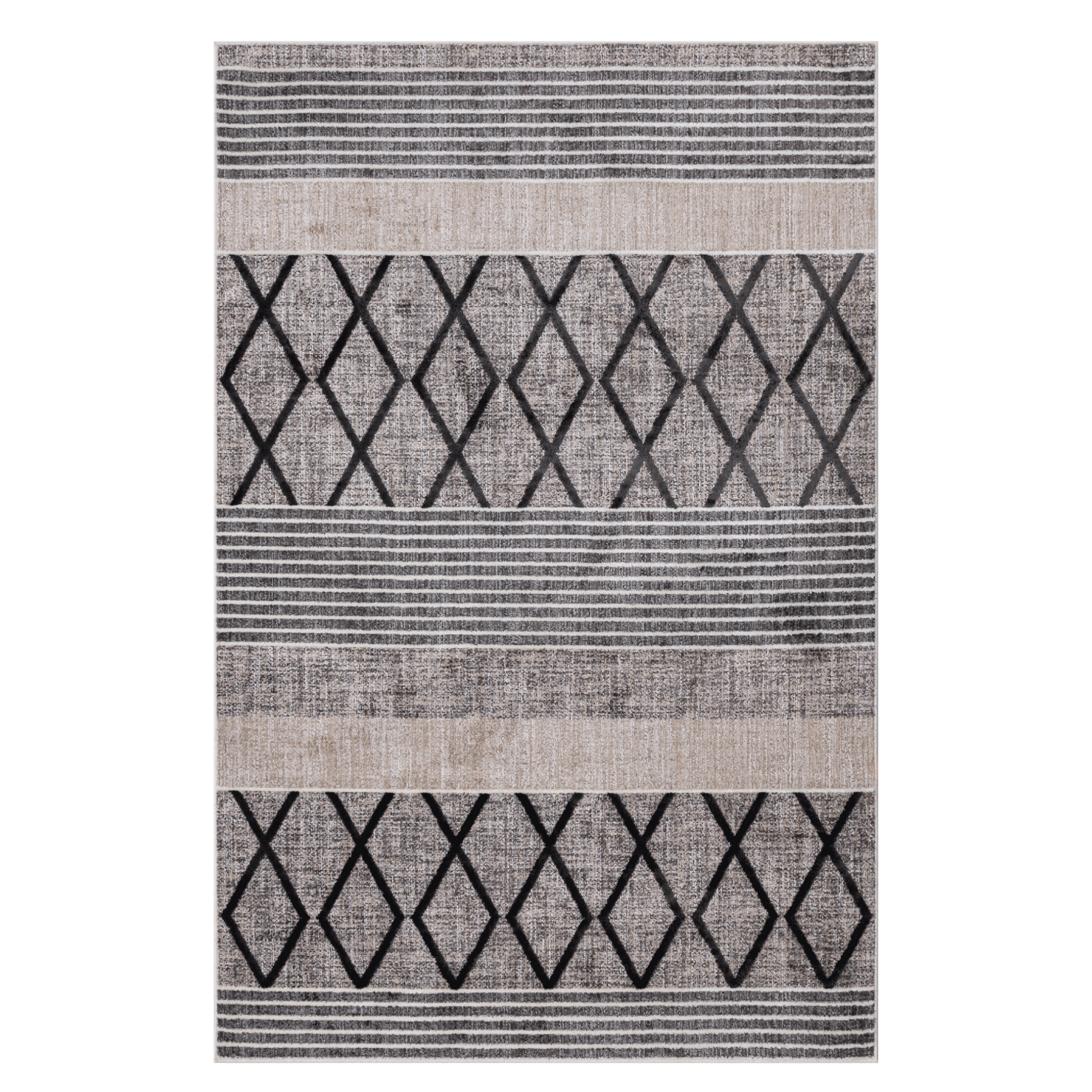 Smyrna Midnight Rug with a striped and zigzag design