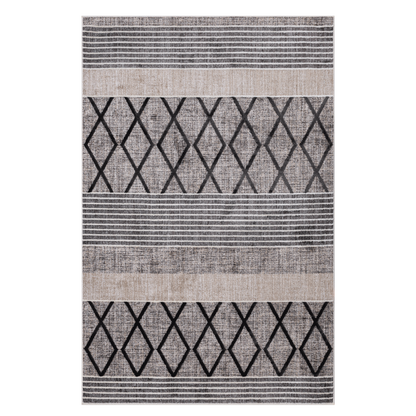 Smyrna Midnight Rug with a striped and zigzag design