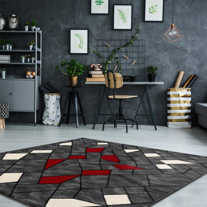 Dark grey multifunctional modern study & living room with Twist Grey Rug